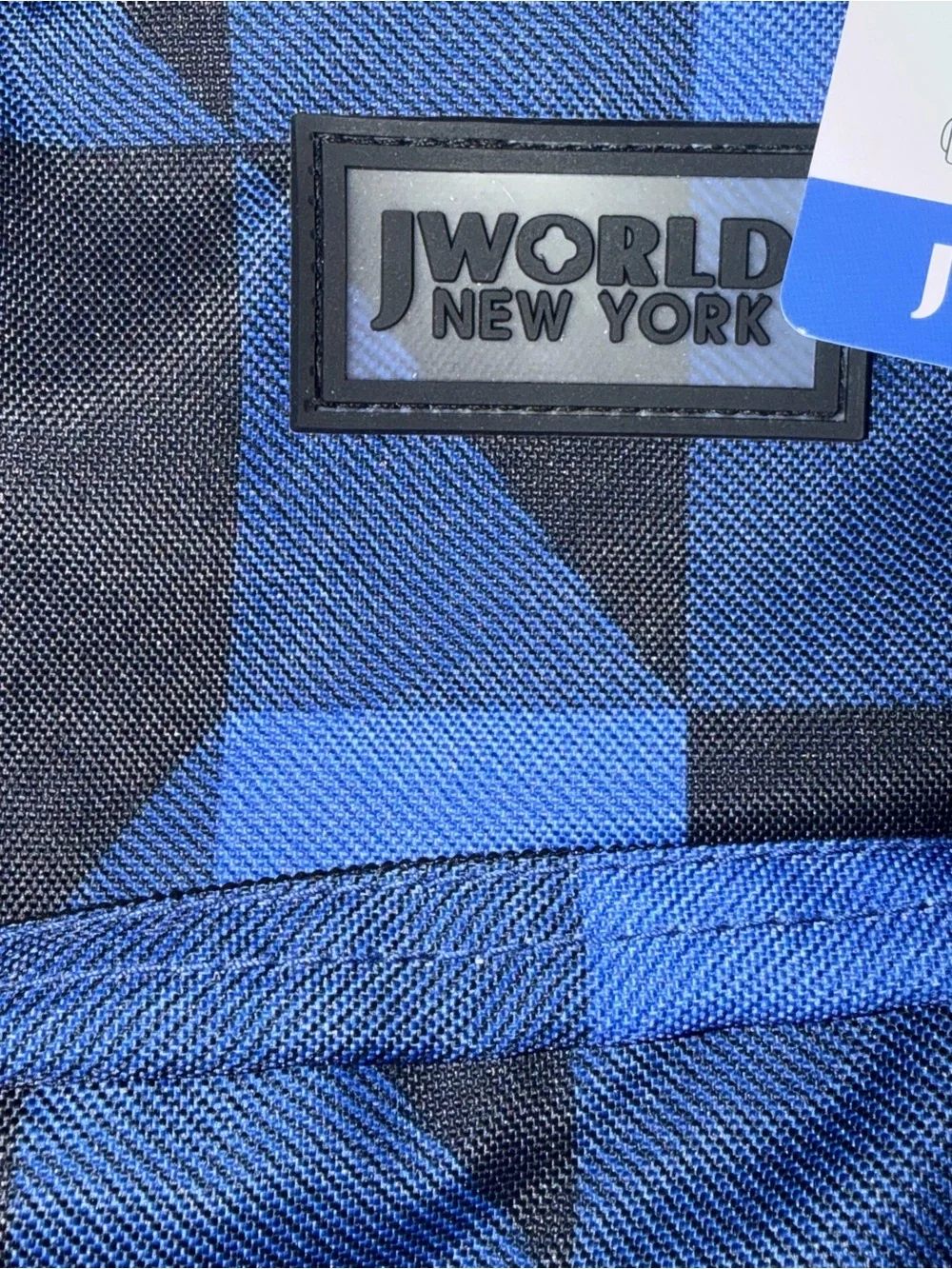 J World Blue Checkered Rolling Backpack - Men's Travel Bag-NWT